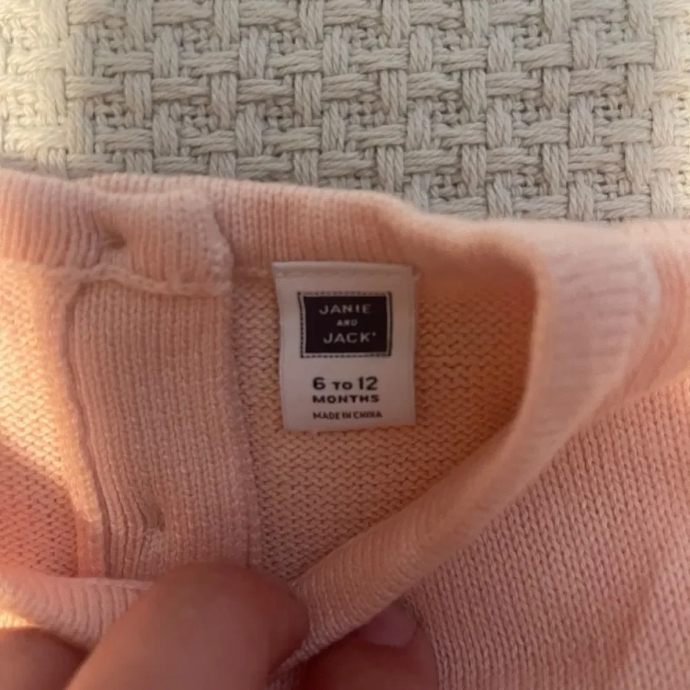 Janie and Jack NWOT Pink Knit Dress with Red Trim (6-12months)